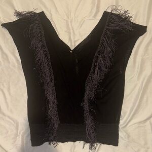 Vintage Free People lightweight sweater vest with fringe